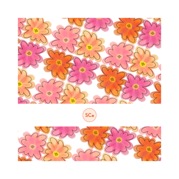 Painted Groovy Flowers Pattern | Transparent Background