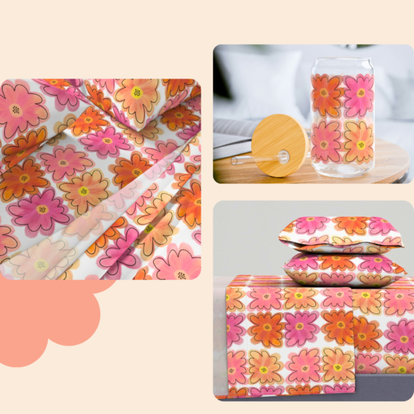 Painted Groovy Flowers Pattern | Transparent Background - Image 3