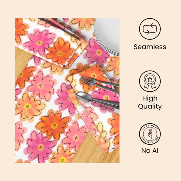 Painted Groovy Flowers Pattern | Transparent Background - Image 4